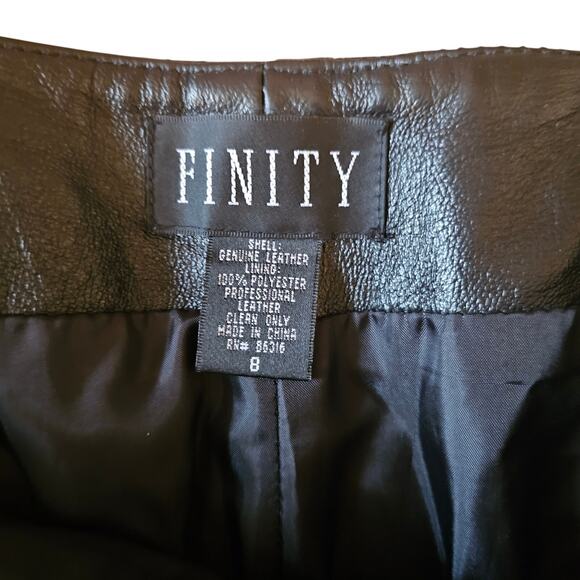 Vintage 90s Finity Black 100% Leather Pants Size Med - Picture 3 of 7
